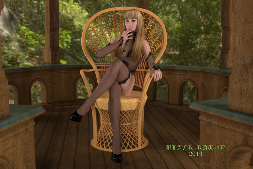 black-kat-3d-studio грудь стул одежда соло_женщина чулки